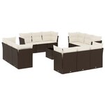 vidaXL Salon de jardin avec coussins 13 Pièces marron résine tressée