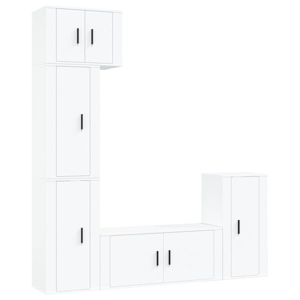 vidaXL Ensemble de meubles TV 5 Pièces Blanc Bois d'ingénierie