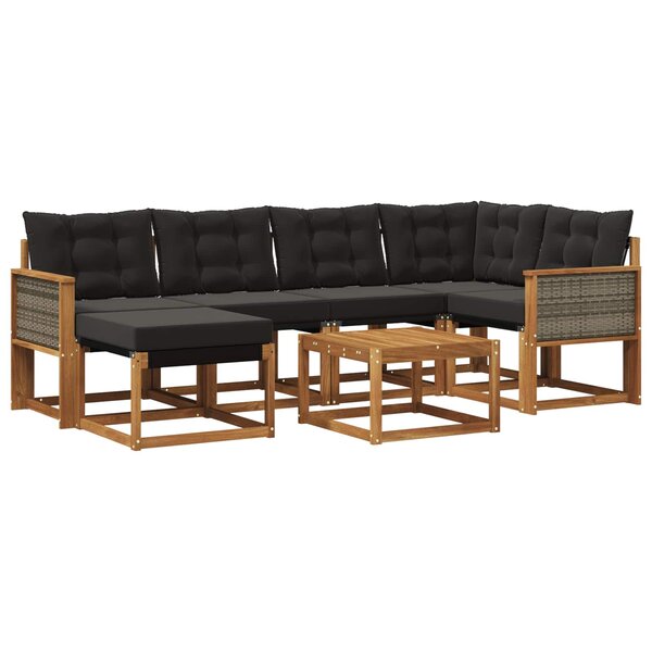 vidaXL Ensemble de canapés d'extérieur 7 pc Naturel et noir