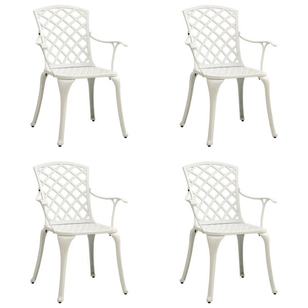 vidaXL Chaises de jardin lot de 4 Aluminium coulé Blanc