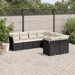 vidaXL Salon de jardin 8 Pièces avec coussins noir résine tressée