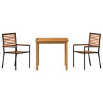vidaXL Ensemble de salle à manger pour jardin 3 Pièces Noir Poly rotin