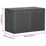 vidaXL Boîte de rangement de jardin 180 L Noir PP Rotin