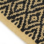 Vidaxl tapis chindi tissé à la main cuir coton 160 x 230 cm noir