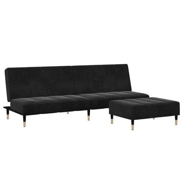 vidaXL Canapé-lit à 2 places avec repose-pied noir velours