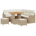 vidaXL Ensemble de sofa de jardin 8 pièces avec coussins Beige Poly Rattan Acacia