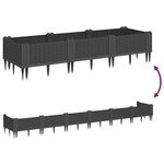 vidaXL Jardinière avec piquets noir 125x40x28 5 cm PP