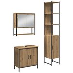 vidaXL Ensemble de mobilier de salle de bain avec étagère 3 Pièces Marron