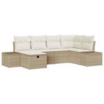 vidaXL Ensemble de canapé de jardin 6 Pièces Beige Poly rotin