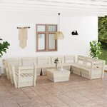 vidaXL Salon de jardin palette 10 Pièces Bois d'épicéa imprégné