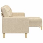 vidaXL Canapé à 3 places avec repose-pieds Crème 210 cm Tissu