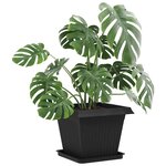 vidaXL Plateau carré à fleurs 24 Pièces Noir 36 x 36 x 2.5 cm Plastique