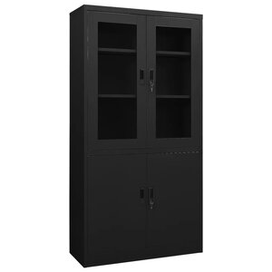 Armoire de bureau avec 3 étagères réglables rangement sécurisé 90 x 40 x 180 cm en acier noir 02_0046808