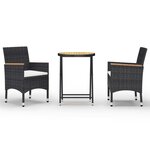 vidaXL Ensemble de bistro de jardin 3 Pièces rotin et bois d’acacia noir