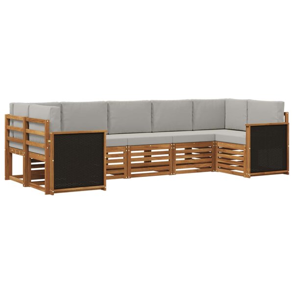 vidaXL Ensemble de canapé d'angle 6 Pièces Naturel et gris clair