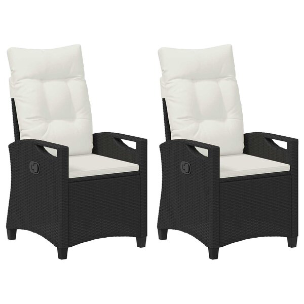 vidaXL Chaise de jardin 2 Pièces Noir et Crème 56 x 60 x 112 cm