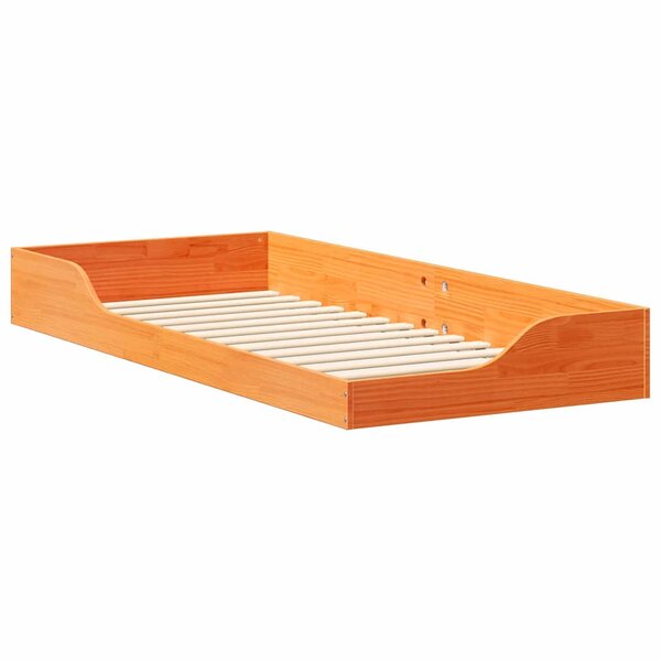 vidaXL Cadre de lit surélevé Marron cire 100 x 210 cm