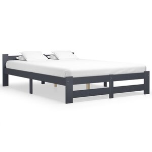 vidaXL Cadre de lit sans matelas gris foncé pin massif 140x200 cm