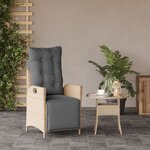 vidaXL Chaise inclinable de jardin et repose-pied mélange beige rotin