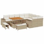 vidaXL Ensemble de canapé de jardin 12 Pièces Beige polyrotin