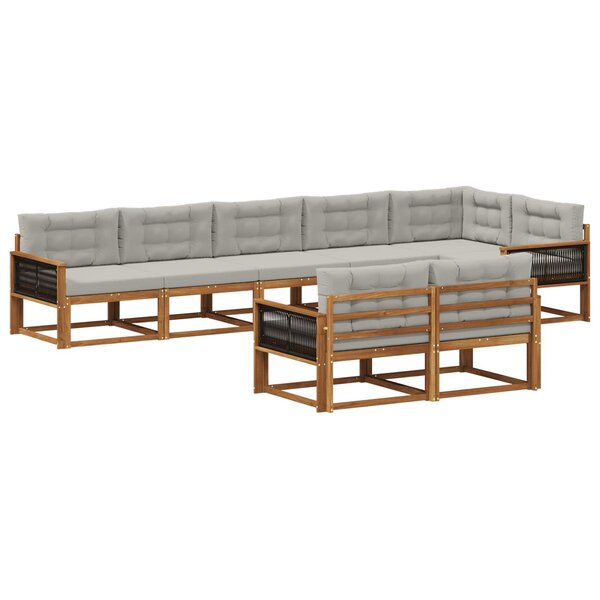 vidaXL Ensemble de canapés d'extérieur 8 pc Naturel et Gris clair