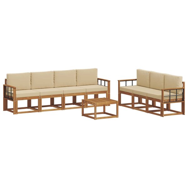 vidaXL Ensemble de canapés d'extérieur 8 pc Naturel et Beige