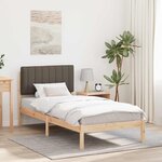 vidaXL Cadre de lit avec tête de lit rembourrée Naturel et Taupe
