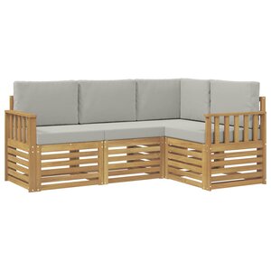 vidaXL Ensemble de canapés d'extérieur 4 Pièces Blanc et gris clair