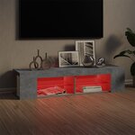 vidaXL Meuble TV avec lumières LED gris béton 135x39x30 cm