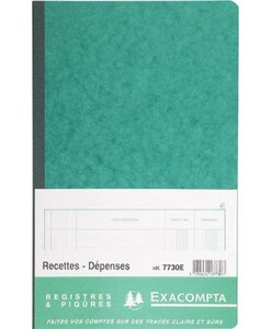 Piqûre 32x19 5cm recettes-dépenses 80 pages - Couleurs assorties EXACOMPTA
