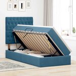 vidaXL Lit avec rangement et matelas Bleu foncé 100 x 200 cm Velours