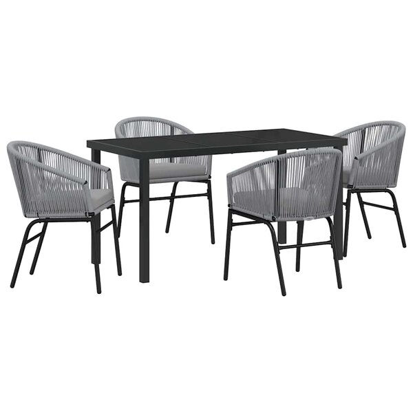vidaXL Ensemble de salle à manger pour jardin 5 Pièces Gris Poly rotin