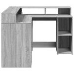 vidaXL Bureau et lumières LED sonoma gris 130x130x91cm bois ingénierie