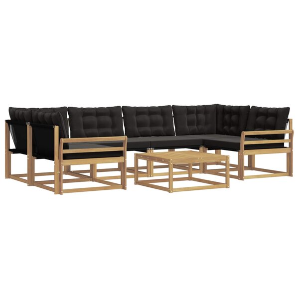 vidaXL Ensemble de canapés d'extérieur 7 pc Blanc et noir