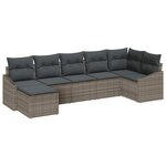 vidaXL Ensemble de canapé de jardin 7 Pièces Gris Poly rotin