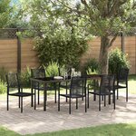 vidaXL Ensemble de salle à manger pour jardin 7 Pièces Noir Rattan PVC