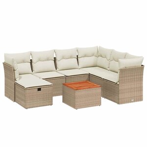 vidaXL Salon de jardin avec coussins 8 Pièces beige résine tressée
