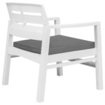 vidaXL Salon de jardin 3 Pièces Plastique Blanc