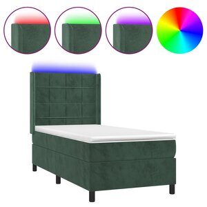 vidaXL Sommier à lattes de lit matelas LED Vert foncé 90x190cm Velours