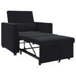 vidaXL Canapé Lit Simple avec des roues Noir 90 x 165 x 87 cm Velours