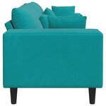 vidaXL Canapé avec coussin Turquoise 250 x 77 x 76 cm Velours