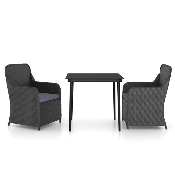 vidaXL Ensemble à manger de jardin avec coussins 3 Pièces noir