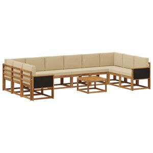vidaXL Ensemble de canapés d'extérieur 11 Pièces Naturel et Beige