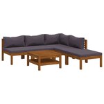 vidaXL Salon de jardin 6 Pièces avec coussin Bois d'acacia solide
