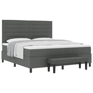 vidaXL Lit à ressorts avec matelas Gris foncé 180 x 200 cm tissu