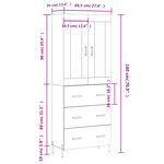 vidaXL Buffet haut Gris béton 69 5x34x180 cm Bois d'ingénierie