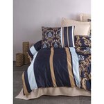 Parure de lit - housse de couette 220 x 240 + 2 taies d'oreiller 60 x 60  100   microsatin - Bleu
