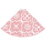 vidaXL Jupe de sapin de Noël de luxe avec chaussette Rose 90 cm Tissu