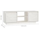 vidaXL Meuble TV Blanc 110x30x40 cm Bois de pin massif