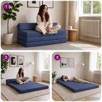 vidaXL Canapé-lit pliable Bleu 120 x 60 x 49 cm Tissu